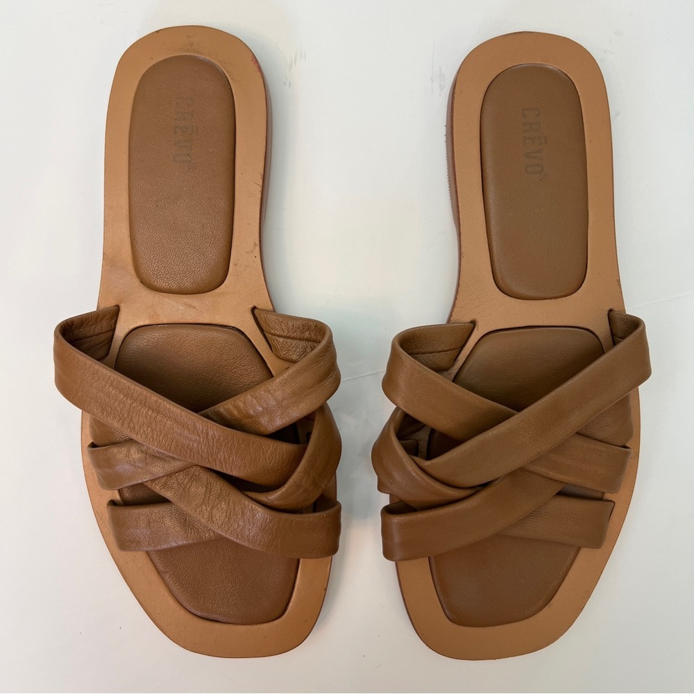 Crevo Leather Braided Sandals, Size 6